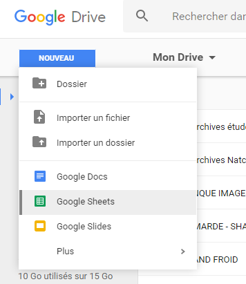 Tableau de bord e-commerce : etape 1, créer une feuille Google Sheets