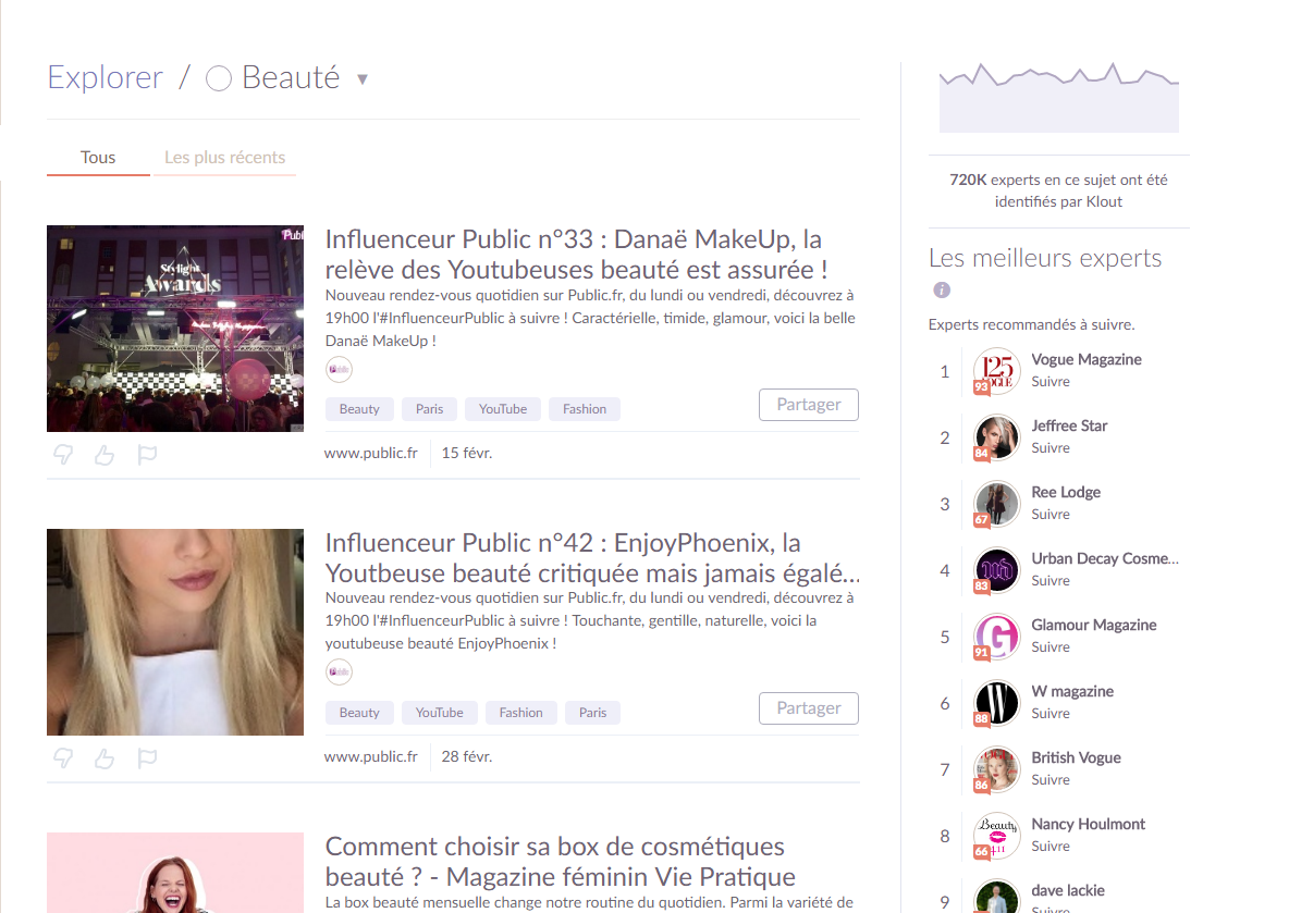 Pour trouver les influenceurs : utilisez Klout